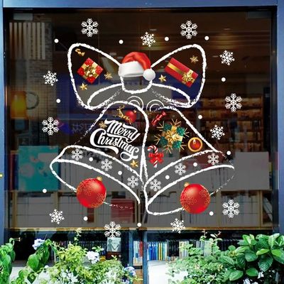 Merry Christmas Window Clings, 1 Sheet Holiday Bell Snowflak