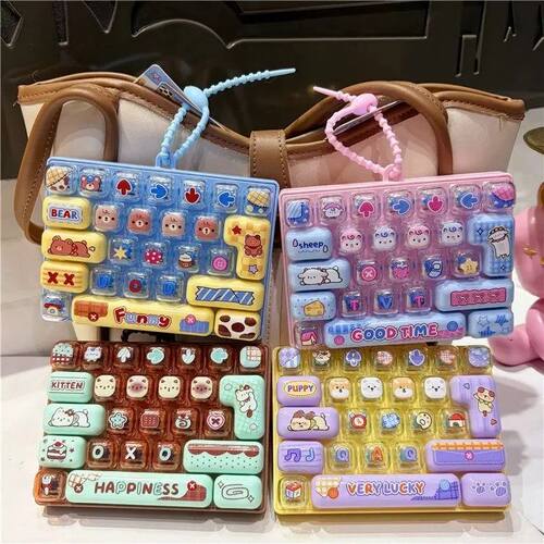 *Candy Color Keycap Keychain Cute Cartoon 26-key Aecompressi