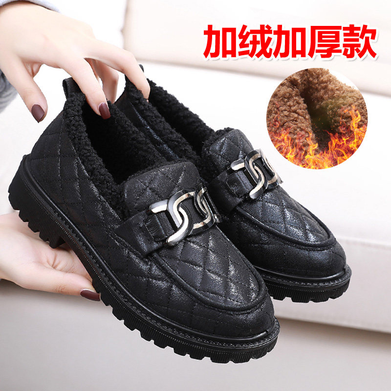 厚底乐福鞋女冬季加绒毛毛鞋外穿豆豆鞋新款保暖棉鞋工作鞋一脚蹬,女鞋,乐福鞋（豆豆鞋）,淘宝优惠券,粉丝福利购,淘宝优惠卷
