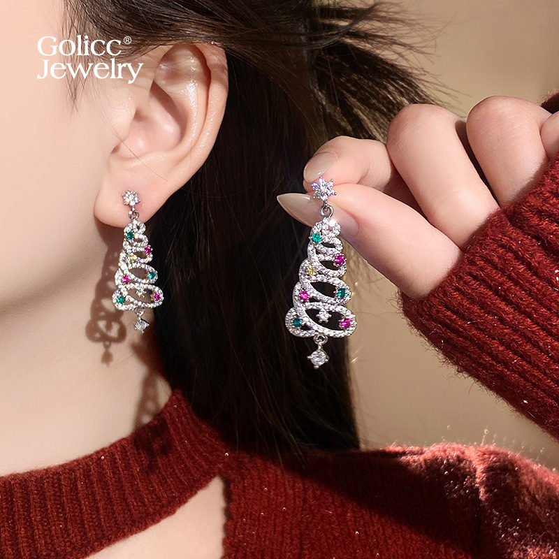 古里雅满钻圣诞节耳坠耳环高级感