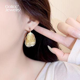 方圆脸耳饰 金属镂空流苏片耳环女轻奢高级感气质大气耳钉2025新款