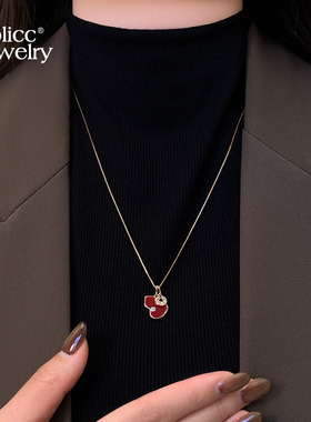 古里雅红色葫芦吊坠项链高级感