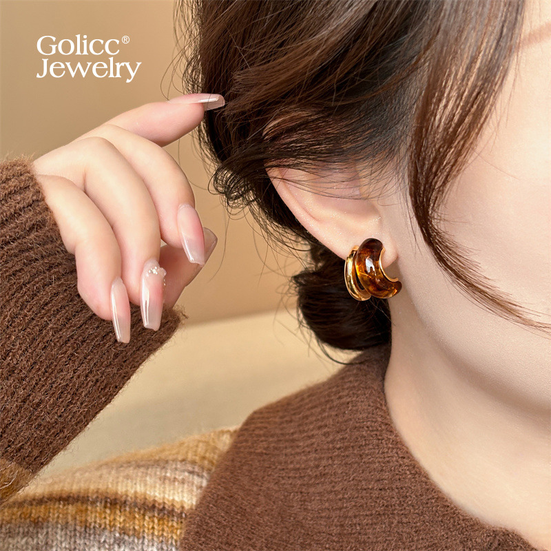 古里雅美拉德琥珀色耳环高级感