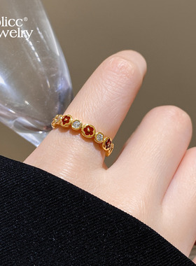 古里雅金色锆石花朵戒指高级感