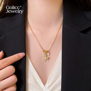 金色满钻小飞马项链女高级感轻奢小众毛衣链秋冬吊坠配饰2026新款