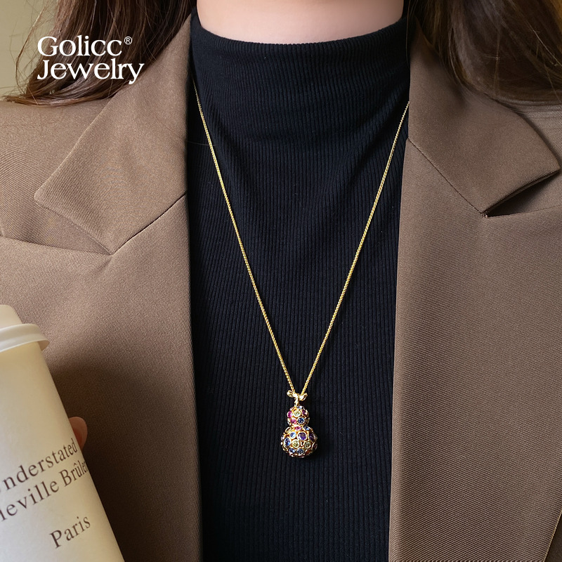 古里雅彩色锆石葫芦项链高级感