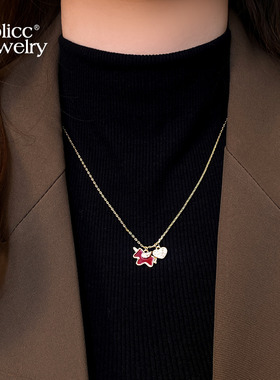 古里雅小马爱心吊坠毛衣链高级感