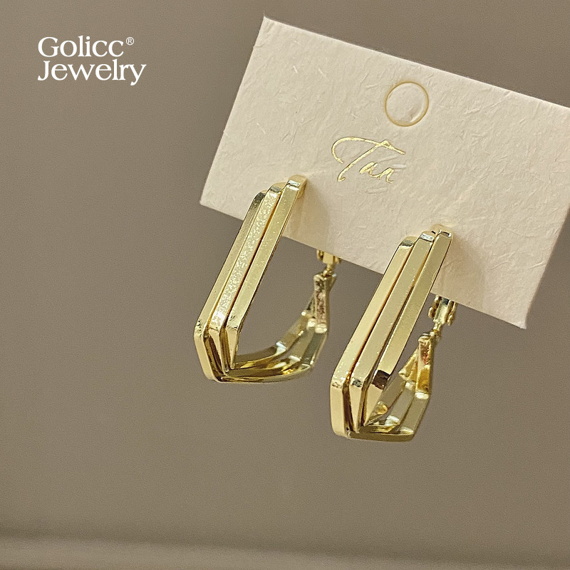 古里雅多层金色菱形耳环高级感