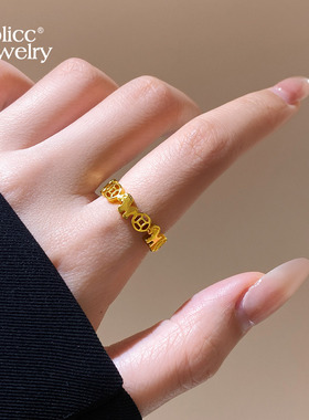 古里雅小马钱币小众戒指高级感