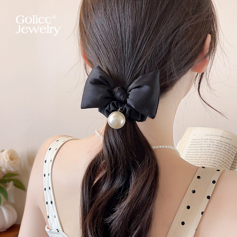 古里雅蝴蝶结珍珠头绳发圈高级感