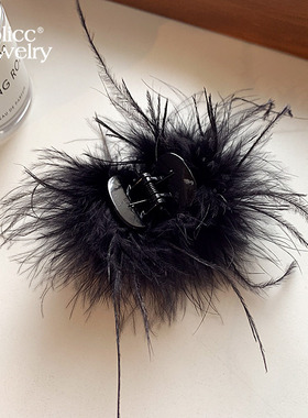 高马尾羽毛抓夹小号高级感毛毛半扎发发夹女后脑勺2026新款鲨鱼夹