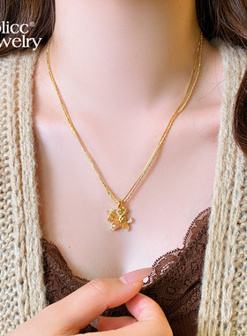 古里雅金色小马吊坠项链高级感