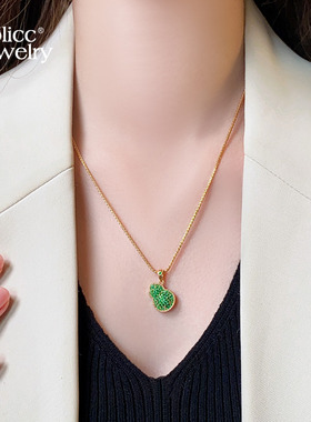 古里雅沙金双面葫芦项链高级感