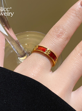 古里雅金色钱币戒指开口戒高级感