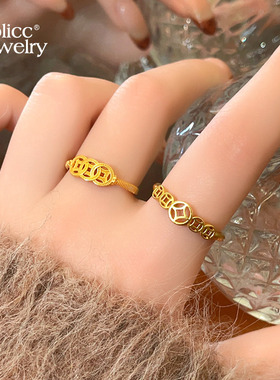 古里雅古法沙金钱币戒指高级感