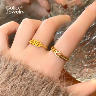 古法沙金钱币戒指女设计小众2026新款爆款独特漂亮高级感精致指环