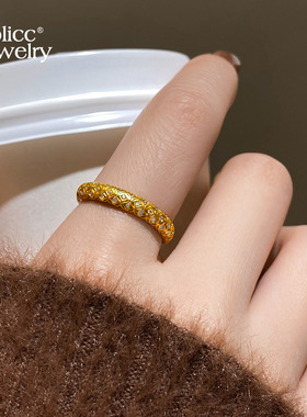 古里雅沙金微镶钱币戒指高级感