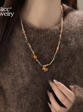 古里雅小马吊坠编织项链高级感