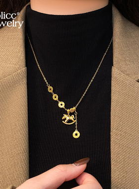 古里雅沙金碎碎冰小马项链高级感