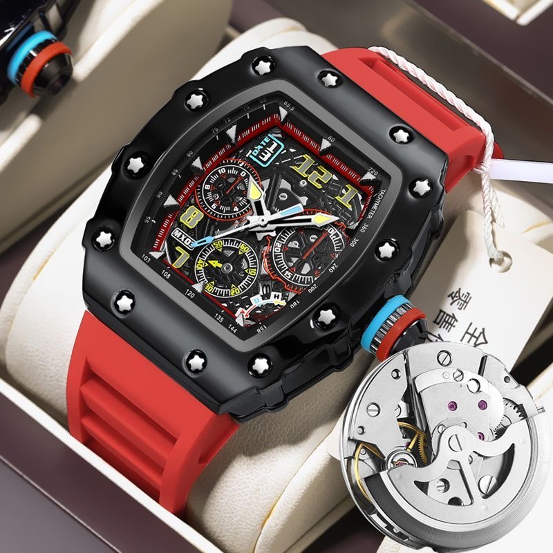 酒桶理查得米勒镂空高配版手表男士机械表防水夜光日历新款男表潮