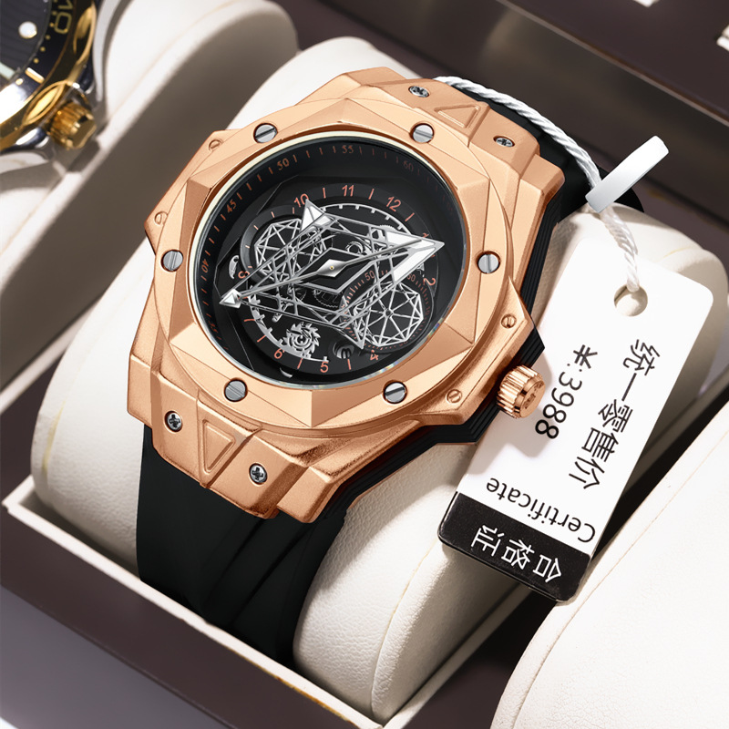 瑞士刺青二代手表全自动机械表男士夜光防水日历运动手表