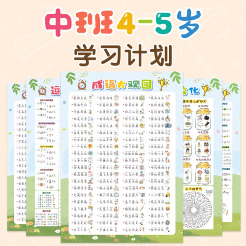 幼儿园中班4-5岁识字启蒙墙贴