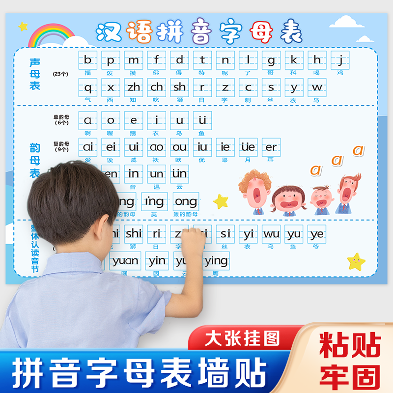 拼音字母表墙贴一年级幼小斜街