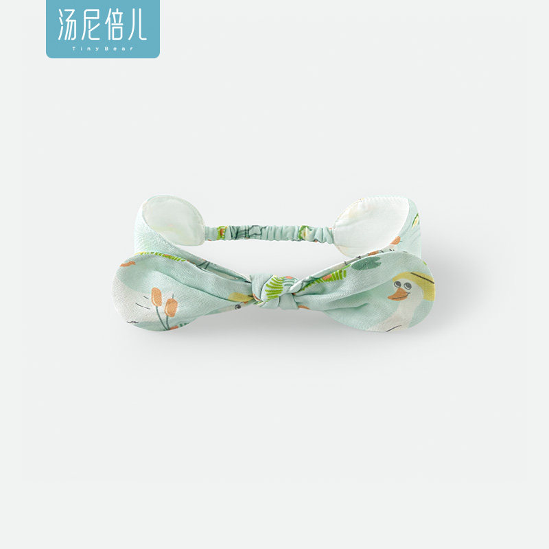 汤尼倍儿新生儿发带婴儿护囟门帽子纱布发饰女宝宝甜美蝴蝶结头带