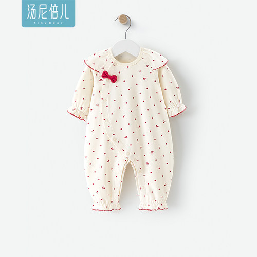 汤尼倍儿樱桃婴儿连体衣纯棉哈衣