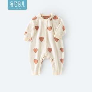 湯尼倍兒嬰兒針織連體衣服純棉毛織衫 寶寶毛線衣外出洋氣哈衣爬服
