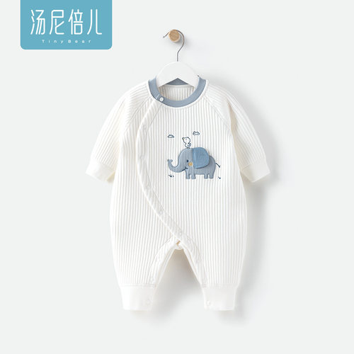 婴儿夹棉连体衣加厚保暖秋冬季
