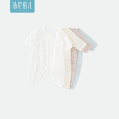 汤尼倍儿新生婴儿七分袖 初生宝宝烧花透气系带蝴蝶衣服 连体衣夏季