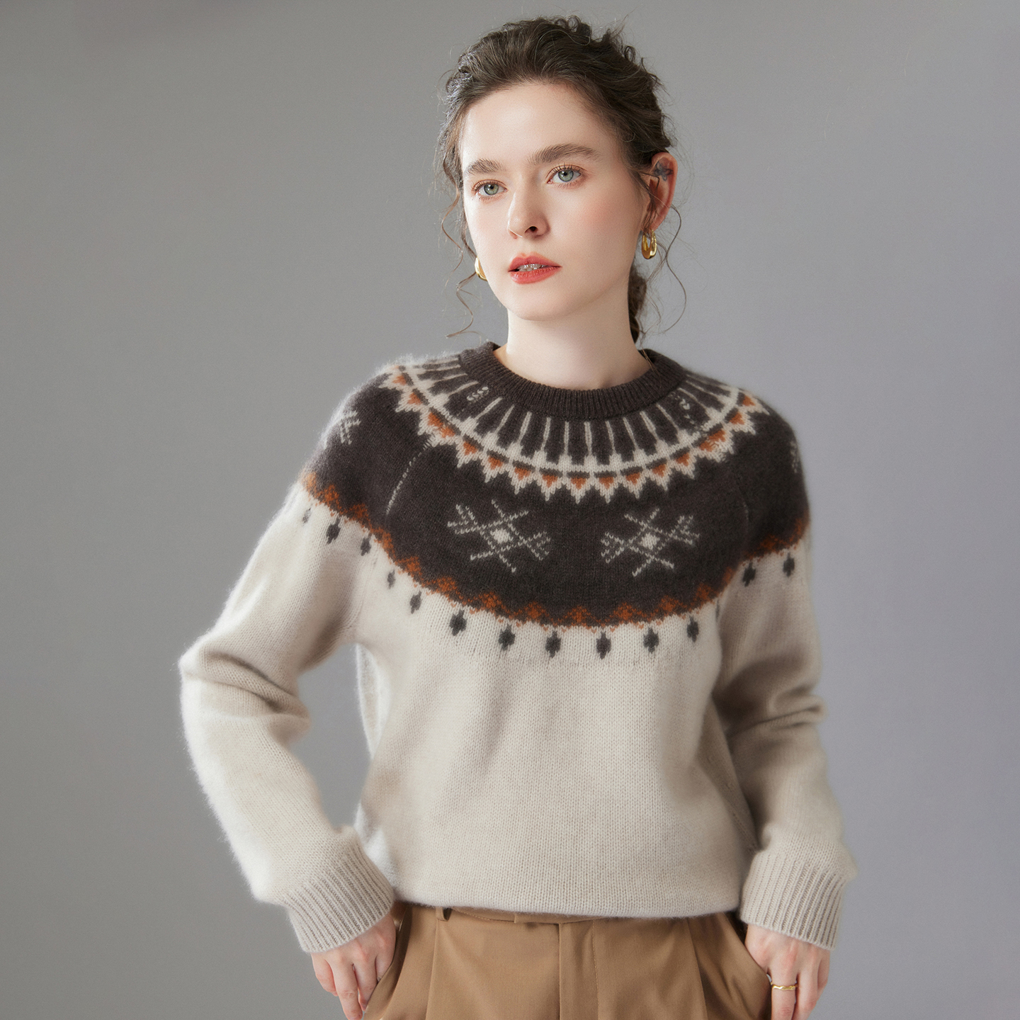 山羊绒圆领打底衫加厚保暖针织衫