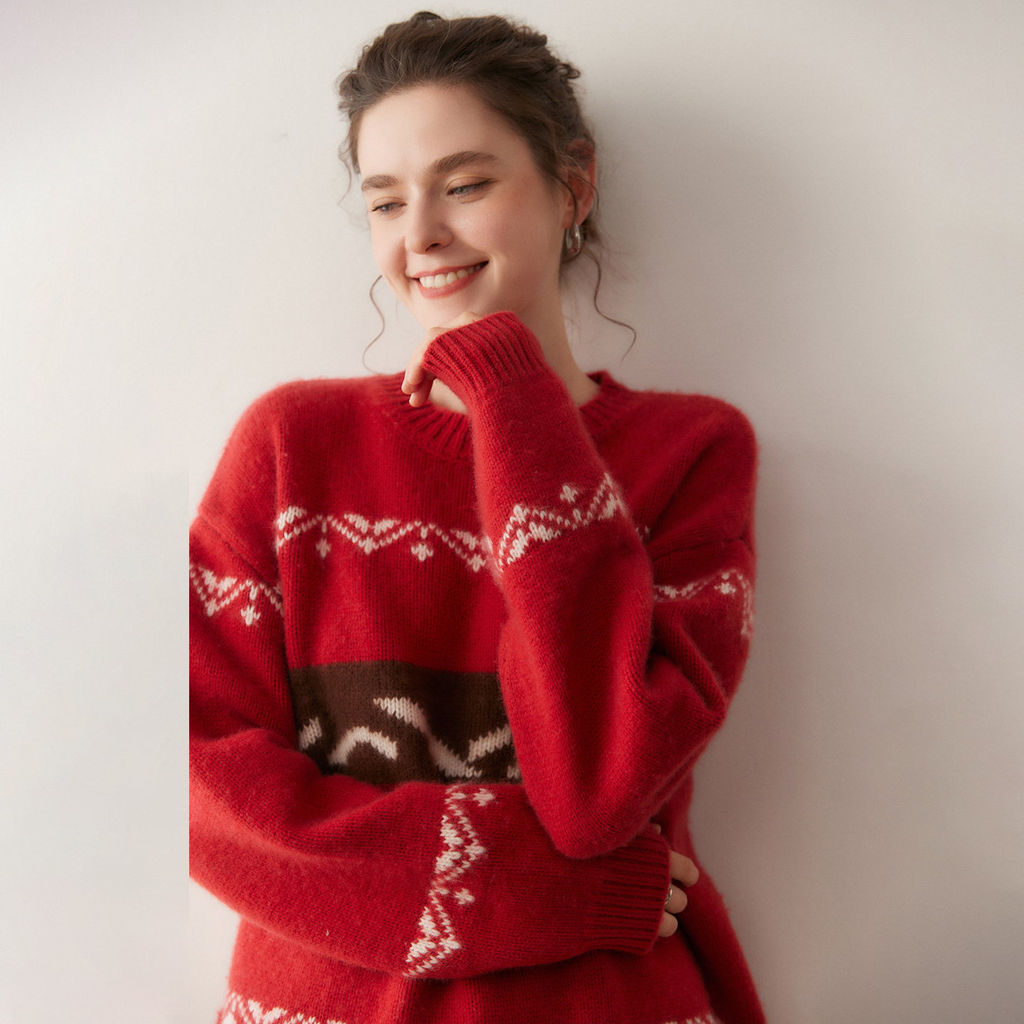 圆领加厚保暖山羊绒针织打底毛衣