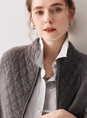 肌理感棉服山羊绒针织开衫马甲女