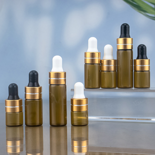 茶色迷你小滴管瓶3ml玻璃5ml精油瓶 DIY小空瓶1ml玻璃瓶子2ml小瓶