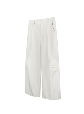 OkayThxBye 23AW 三防面料双膝褶皱弧形剪裁阔腿休闲伞兵冲锋长裤