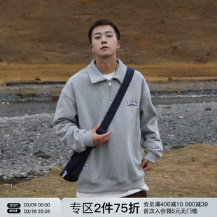 FORNINES半拉链刺绣polo领卫衣男女春秋衣服潮牌情侣休闲美式外套