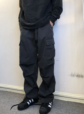 soxiox秋季机能美式伞兵裤男工装潮牌大码宽松日系复古hiphop裤子
