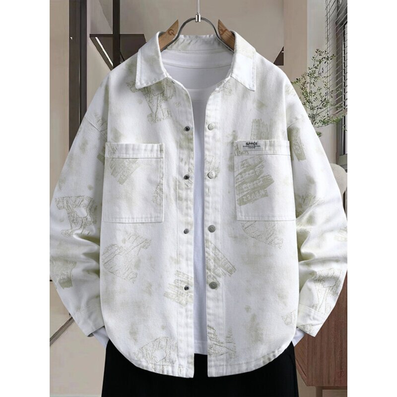 水洗纯棉长袖衬衫外套男2026新款潮牌高级感痞帅青少年牛仔夹克衫