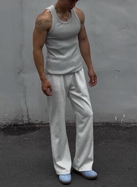 本源ULTISO 美式休闲弯刀卫裤健身运动微喇宽松百搭显高直筒长裤