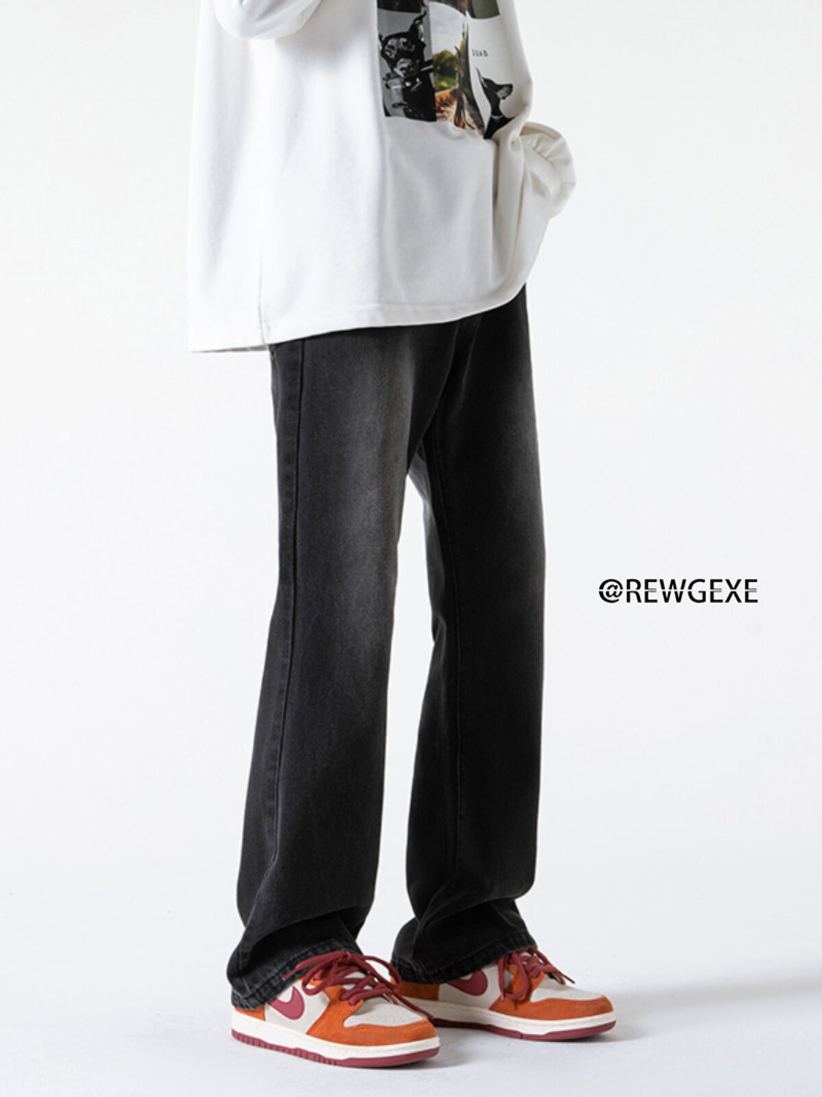 黑色牛仔裤oldschool美式裤子男青春流行帅痞帅高级感宽松直筒裤