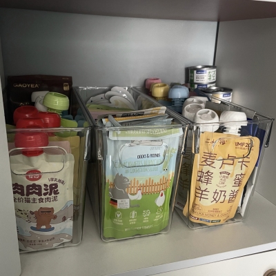 猫罐头收纳盒猫粮猫咪餐包储存盒桌面大容量宠物用品整理盒储粮桶