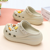 防滑户外沙滩女士拖鞋 泡芙洞洞鞋 厚底增高凉鞋 新款 软底凉拖 女夏季