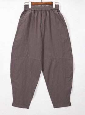 【照本堂】2025冬季新款棉麻长裤男20支四袋阔腿收脚休闲裤M22759