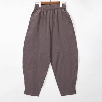 【照本堂】2026春季新款棉麻长裤男20支四袋阔腿收脚休闲裤M22759