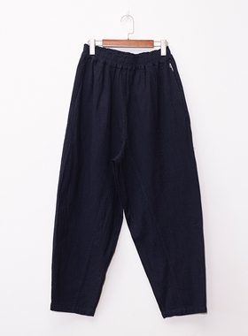 【照本堂】2025冬季新款棉麻长裤男20支休闲拼接直筒收脚裤M22732