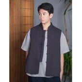 国风复古立领棉麻盘扣马甲M12333 新中式 照本堂男装 2025新款