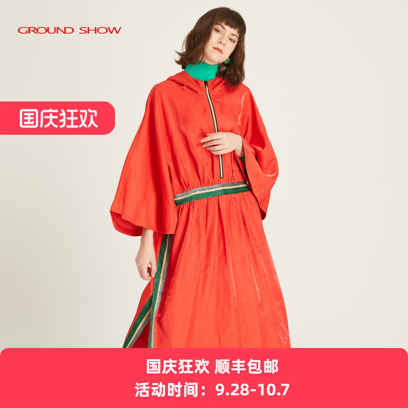 阁兰秀春季红色连衣裙外套女装