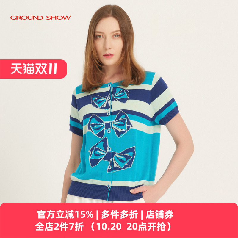 针织开衫阁兰秀开衫圆领
